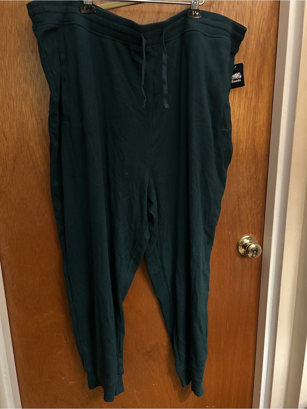 Roots Women's Dark Sea Green Ribbed Pants